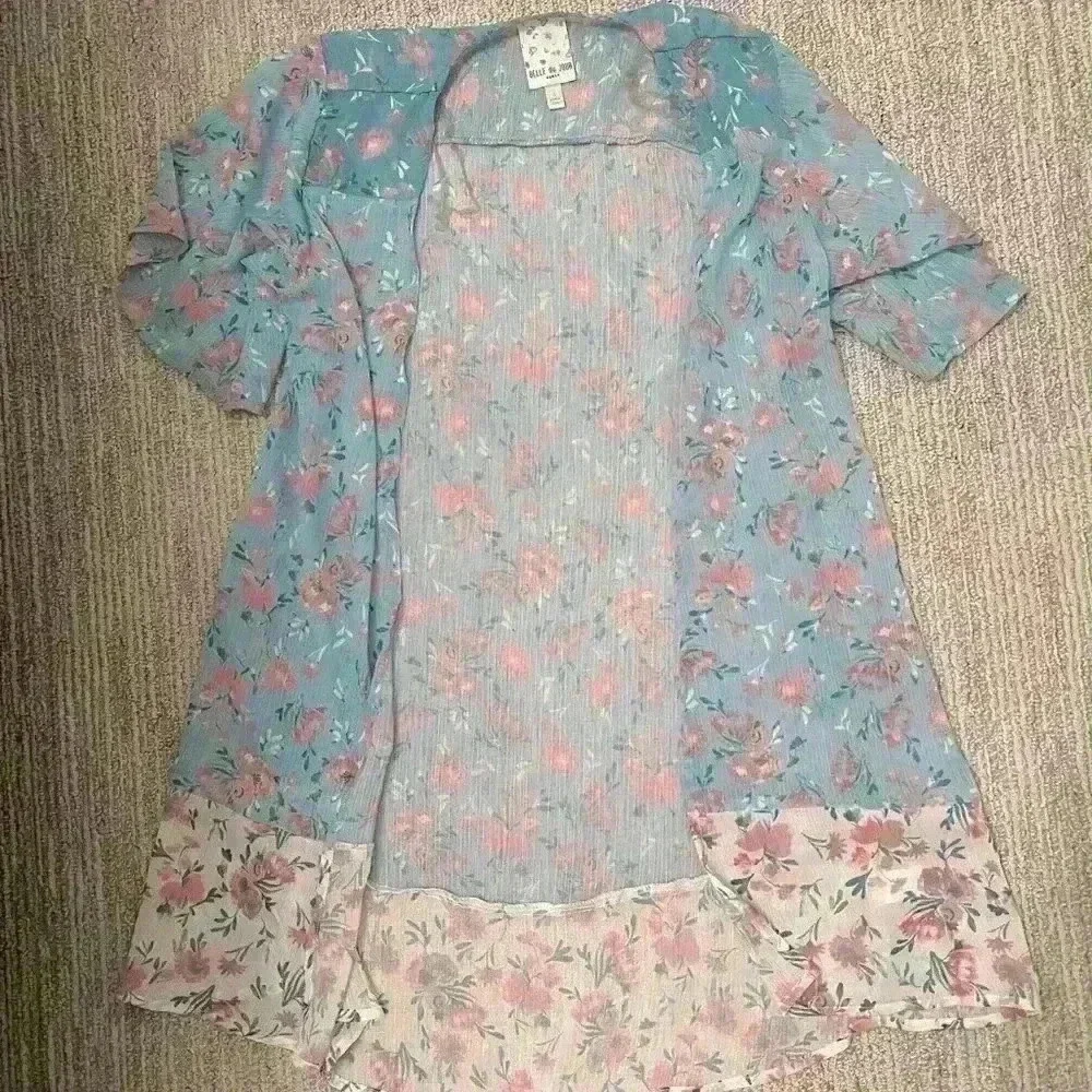 GIRLS SMALL BLUE AND PINK KIMONO - Picture 2 of 4